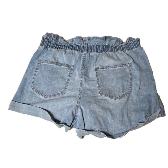 NOBO No Boundaries Junior Faded Jean Shorts Blue XL 15-17 Button Fly Elastic - Picture 2 of 3